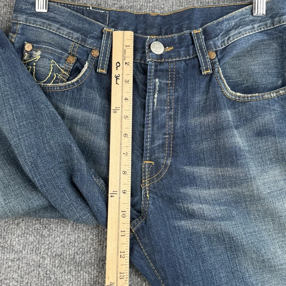 True Religion Geno Jeans Mens 29x32 Blue Denim Geno USA Distressed Selvedge NWT